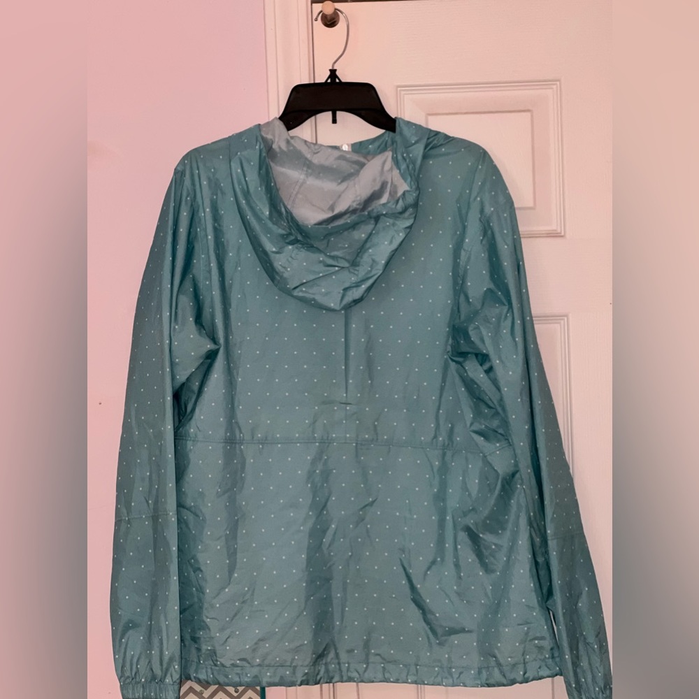 Light Blue Polka Dot Columbia Rain Jacket